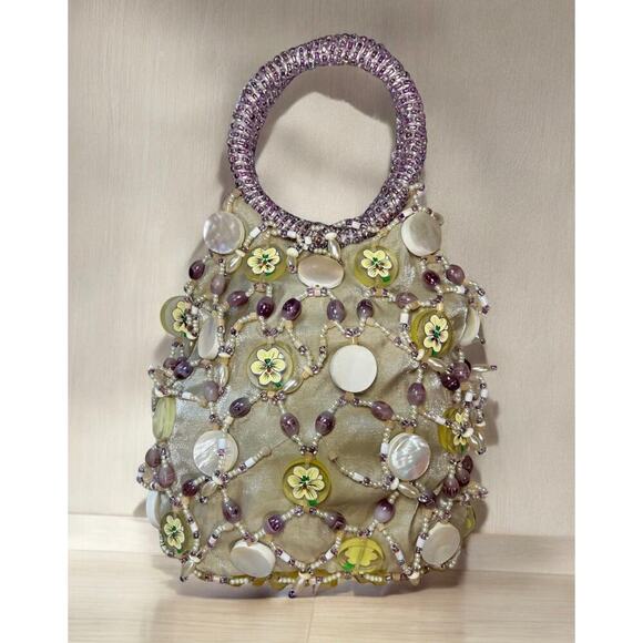 Vintage Mary Frances Beaded Floral Bucket Bag - Picture 1 of 9